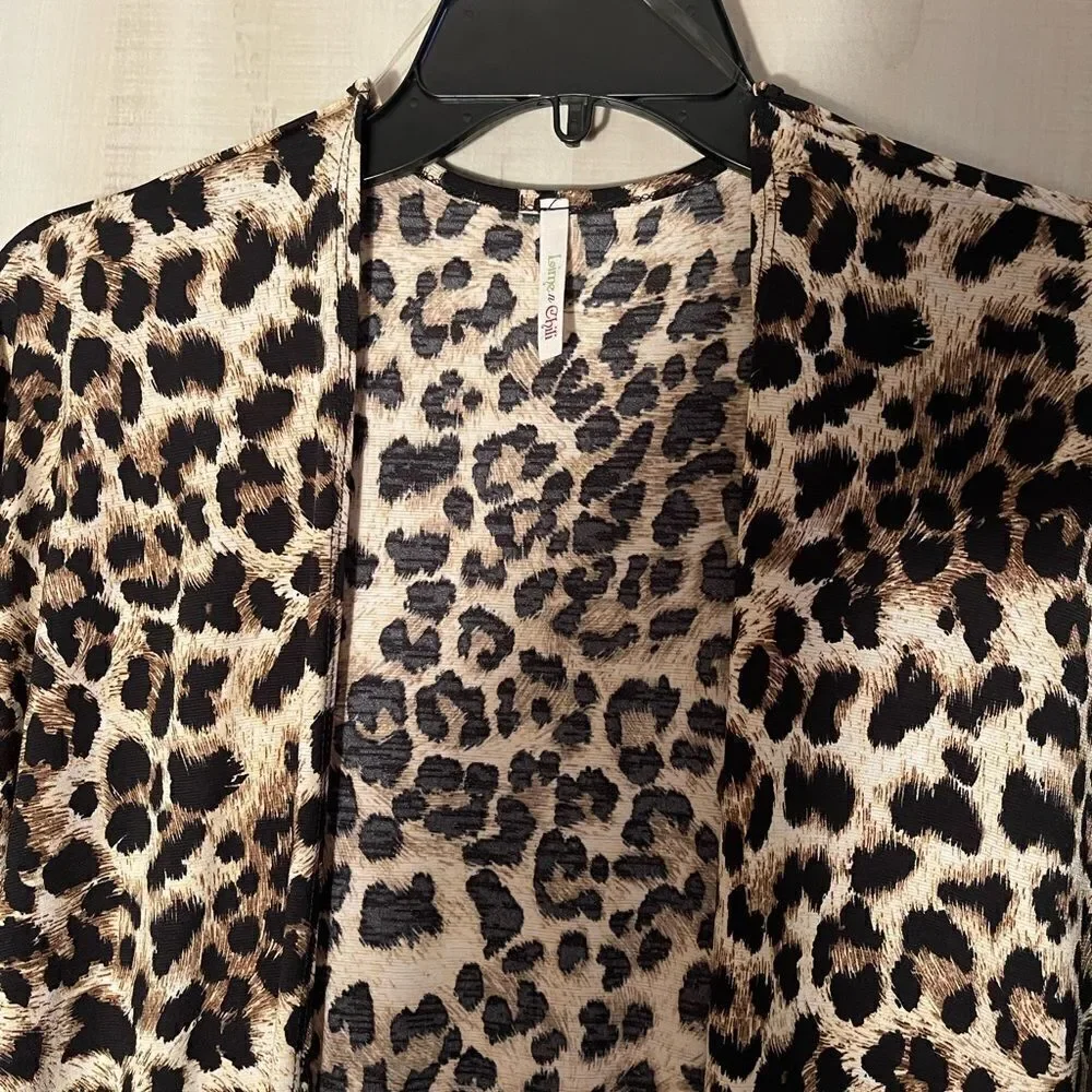 NWOT leopard print short kimono‎ style jacket, size small